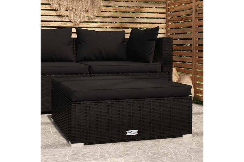 Fotpall med dyna konstrotting svart 70x70x30 cm - Svart - Möbler - Stolar & fåtöljer - Pall & puff - Fotpall