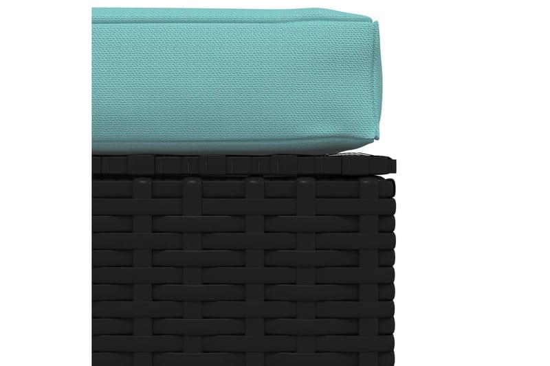 Fotpall med dyna konstrotting svart 70x70x30 cm - Svart/Blå - Möbler - Stolar & fåtöljer - Pall & puff - Fotpall