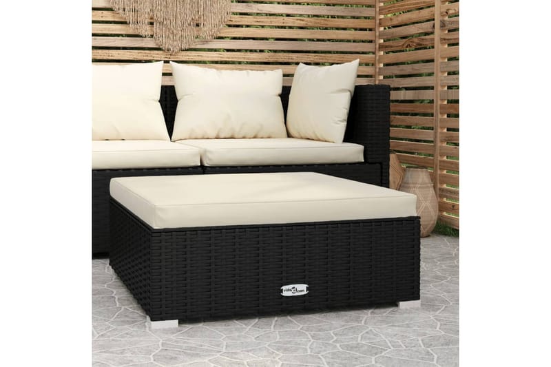 Fotpall med dyna konstrotting svart 70x70x30 cm - Svart/Vit - Möbler - Stolar & fåtöljer - Pall & puff - Fotpall