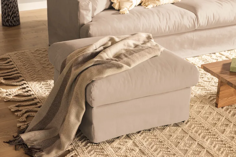 Menard Fotpall Tvättbar & avtagbar klädsel - Beige - Möbler - Stolar & fåtöljer - Pall & puff - Fotpall