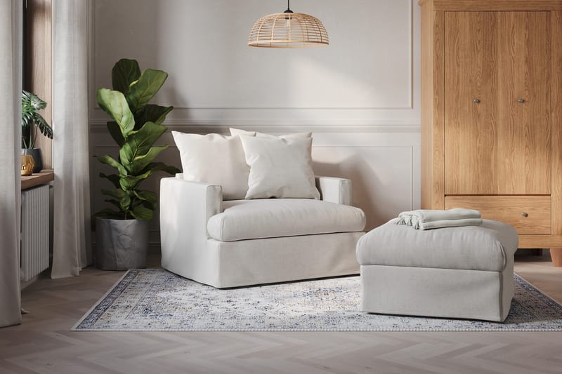 Menard Fotpall Tvättbar & avtagbar klädsel - Beige - Möbler - Stolar & fåtöljer - Pall & puff - Fotpall