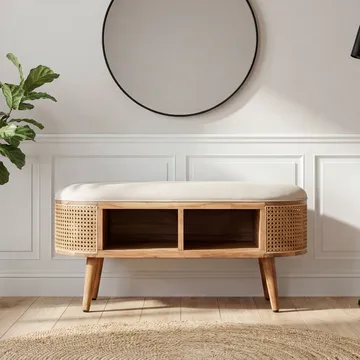 Nelor Sittbänk 90 cm med sits i wienerflätning - Möbler - Stolar & fåtöljer - Pall & puff - Fotpall - Bäddbar fotpall