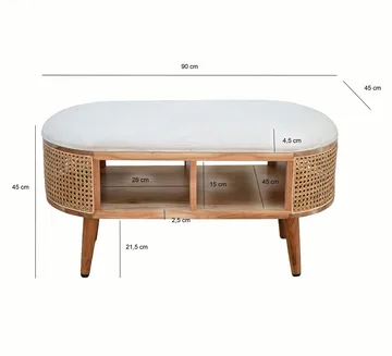 Nelor Sittbänk 90 cm med sits i wienerflätning - Möbler - Stolar & fåtöljer - Pall & puff - Fotpall - Bäddbar fotpall