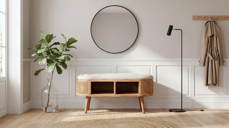 Nelor Sittbänk 90 cm med sits i wienerflätning - Möbler - Stolar & fåtöljer - Pall & puff - Fotpall - Bäddbar fotpall
