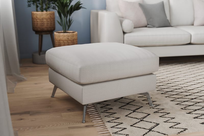 Ocean Lyx Fotpall - Linnebeige , Krom Ben - Möbler - Stolar & fåtöljer - Pall & puff - Fotpall
