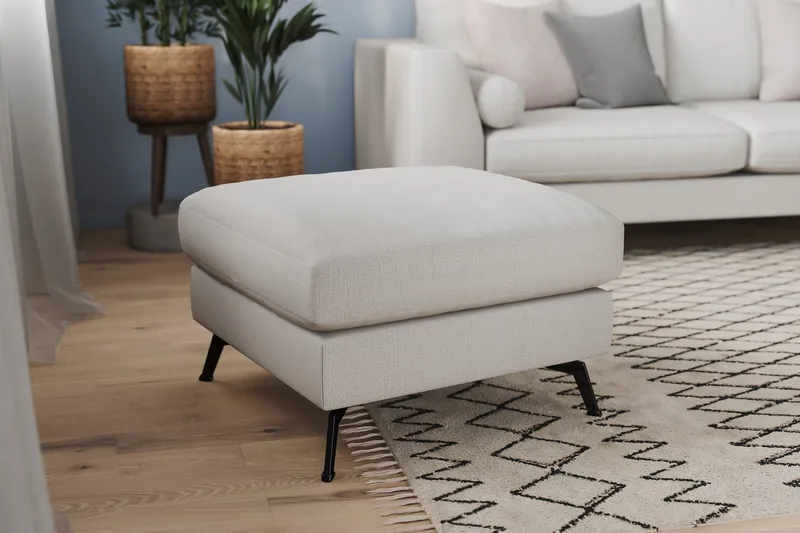 Ocean Lyx Fotpall - Linnebeige , Svarta Ben - Möbler - Stolar & fåtöljer - Pall & puff - Fotpall