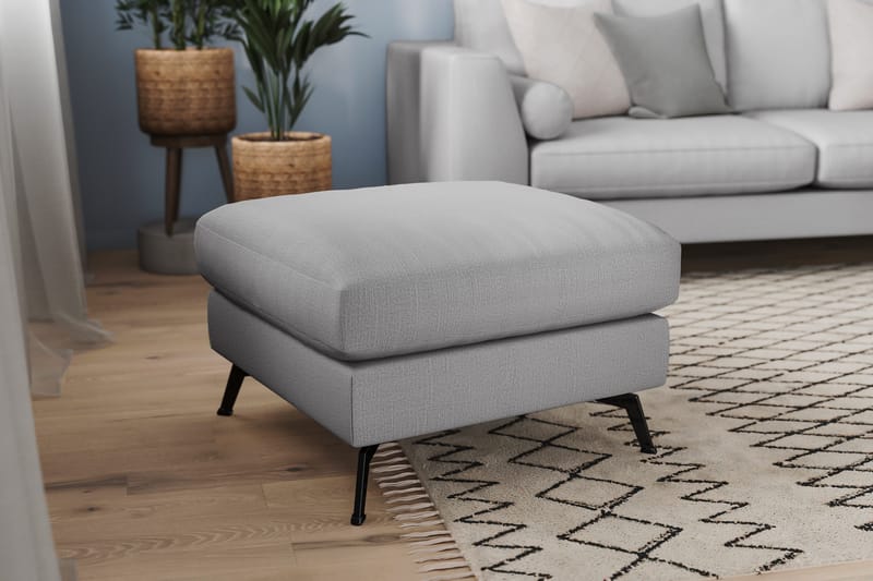Ocean Lyx Fotpall - Linnegrå, Svarta Ben - Möbler - Stolar & fåtöljer - Pall & puff - Fotpall