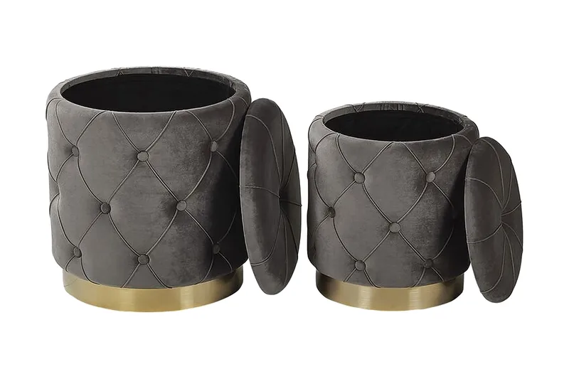 Olingskog Fotpall med Förvaring 2-pack - Grå - Möbler - Stolar & fåtöljer - Pall & puff - Fotpall - Fotpall med förvaring