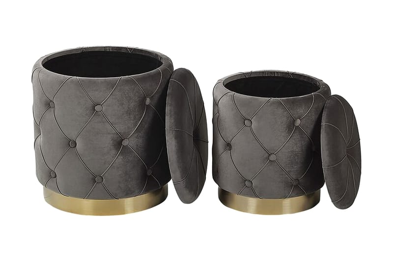 Olingskog Fotpall med Förvaring 2-pack - Grå - Möbler - Stolar & fåtöljer - Pall & puff - Fotpall - Fotpall med förvaring