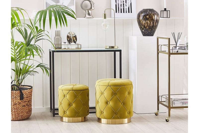 Olingskog Fotpall med Förvaring 2-pack - Gul - Möbler - Stolar & fåtöljer - Pall & puff - Fotpall - Fotpall med förvaring