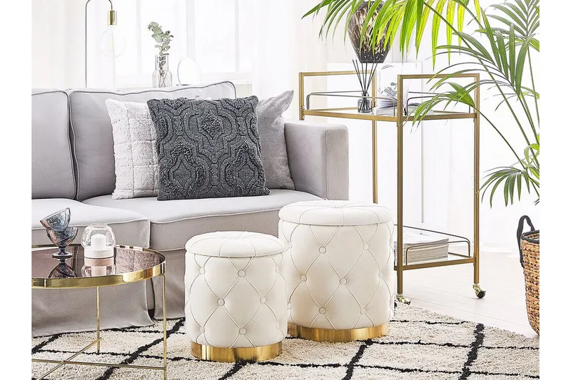 Olingskog Fotpall med Förvaring 2-pack - Vit - Möbler - Stolar & fåtöljer - Pall & puff - Fotpall - Fotpall med förvaring