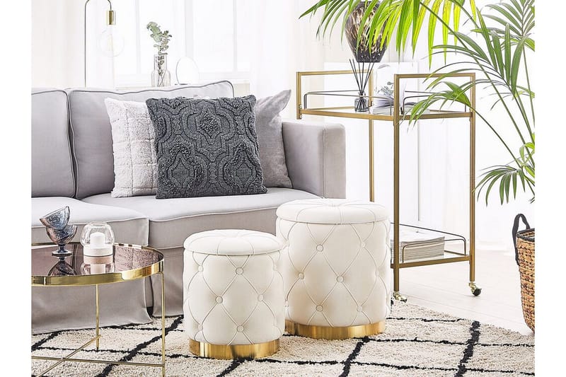 Olingskog Fotpall med Förvaring 2-pack - Vit - Möbler - Stolar & fåtöljer - Pall & puff - Fotpall - Fotpall med förvaring