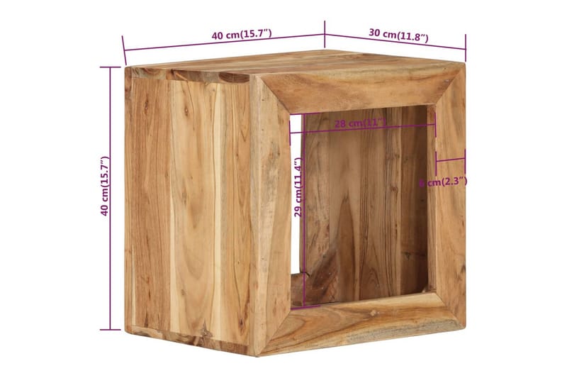 Pall 40x30x40 cm massivt akaciaträ - Brun - Möbler - Stolar & fåtöljer - Pall & puff - Fotpall