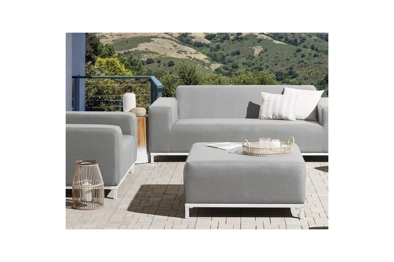 Fotpall Rovigo Ljusgrå/vit - Ljusgrå/vit - Möbler - Stolar & fåtöljer - Pall & puff - Fotpall