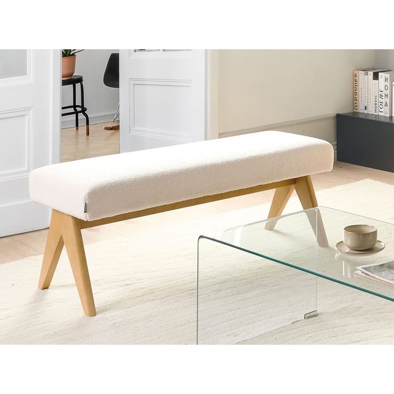 Sängbänk Tamre - Vit, ljust trä - Möbler - Stolar & fåtöljer - Pall & puff - Fotpall - Bäddbar fotpall