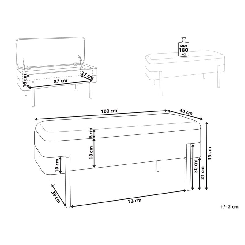 Sängbänk Warren - Vit, Svart - Möbler - Stolar & fåtöljer - Pall & puff - Fotpall