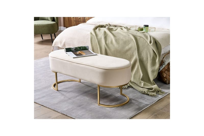 Sittbänk Milry Krämvit/guld - Krämvit/guld - Möbler - Stolar & fåtöljer - Pall & puff - Fotpall - Bäddbar fotpall