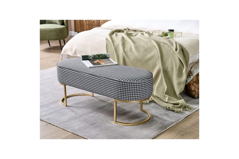 Sittbänk Milry Svart/vit/guld - Svart/vit/guld - Möbler - Stolar & fåtöljer - Pall & puff - Fotpall - Bäddbar fotpall