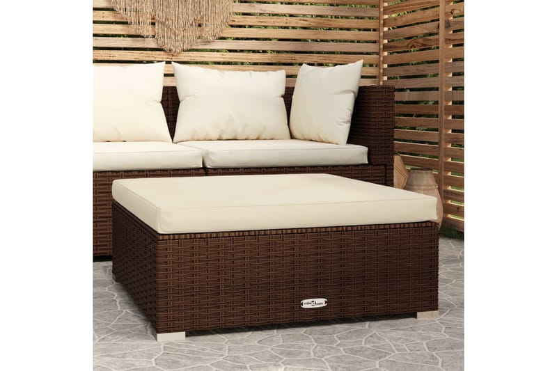 Fotpall till modulsoffa med dyna konstrotting brun 70x70x30 - Brun/Vit - Möbler - Stolar & fåtöljer - Pall & puff - Fotpall