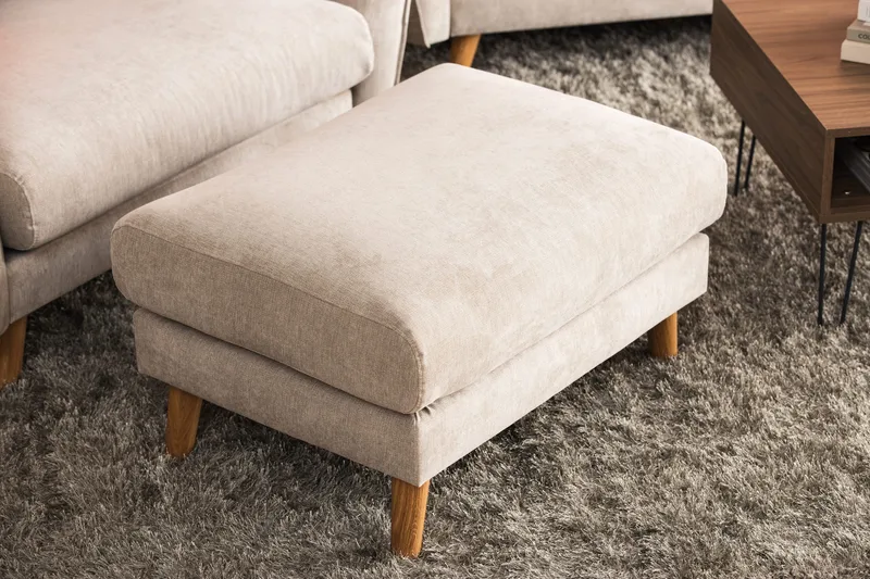 Trend Lyx Fotpall - Beige/Ek - Möbler - Stolar & fåtöljer - Pall & puff - Fotpall