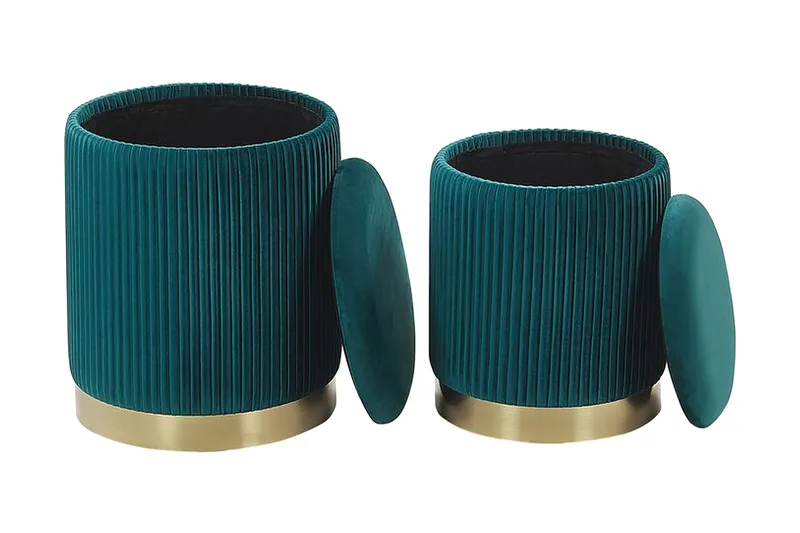 Trumelet Fotpall med Förvaring 2-pack - Blå - Möbler - Stolar & fåtöljer - Pall & puff - Fotpall - Fotpall med förvaring