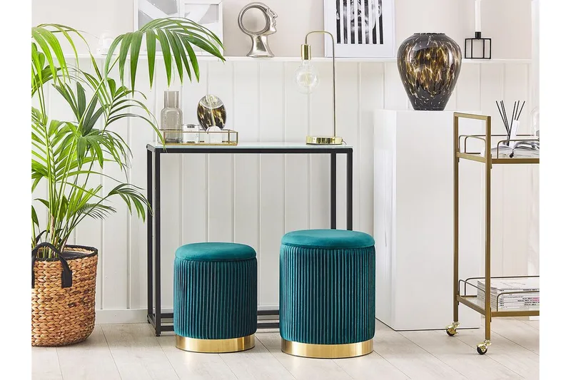 Trumelet Fotpall med Förvaring 2-pack - Blå - Möbler - Stolar & fåtöljer - Pall & puff - Fotpall - Fotpall med förvaring