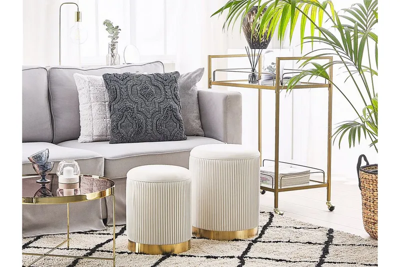 Trumelet Fotpall med Förvaring 2-pack - Vit - Möbler - Stolar & fåtöljer - Pall & puff - Fotpall - Fotpall med förvaring