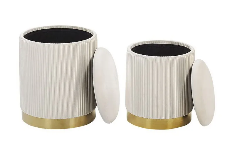 Trumelet Fotpall med Förvaring 2-pack - Vit - Möbler - Stolar & fåtöljer - Pall & puff - Fotpall - Fotpall med förvaring