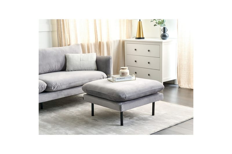 Fotpall Vinterbro Grå/svart, Sammet - Grå/svart, Sammet - Möbler - Stolar & fåtöljer - Pall & puff - Fotpall