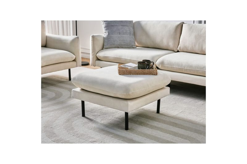 Fotpall Vinterbro Ljusbeige/svart, Polyester - Ljusbeige/svart, Polyester - Möbler - Stolar & fåtöljer - Pall & puff - Fotpall