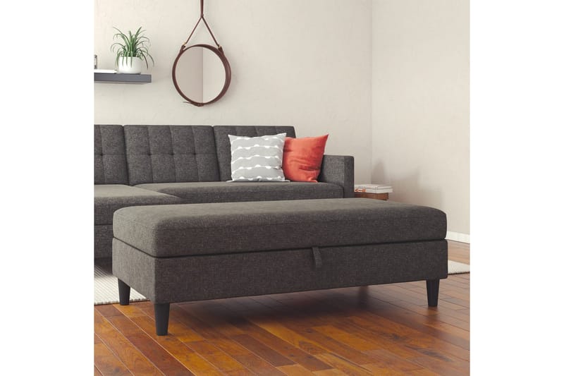 Fotpall/pall Hartford Antracit, Linnetyg Utseende (100% Polyester - Antracit, Linnetyg Utseende (100% Polyester - Möbler - Stolar & fåtöljer - Pall & puff - Fotpall