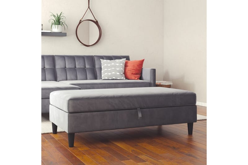 Fotpall/pall Hartford Antracit, Sammet - Antracit, Sammet - Möbler - Stolar & fåtöljer - Pall & puff - Fotpall