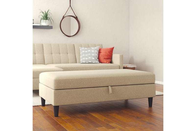 Fotpall/pall Hartford Brun, Linnetyg Utseende (100% Polyester - Brun, Linnetyg Utseende (100% Polyester - Möbler - Stolar & fåtöljer - Pall & puff - Fotpall