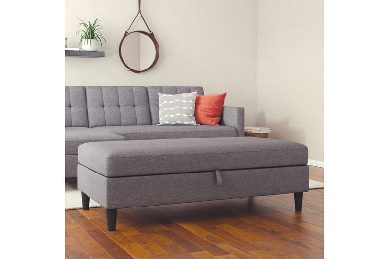 Fotpall/pall Hartford Grå, Linnetyg Utseende (100% Polyester - Grå, Linnetyg Utseende (100% Polyester - Möbler - Stolar & fåtöljer - Pall & puff - Fotpall