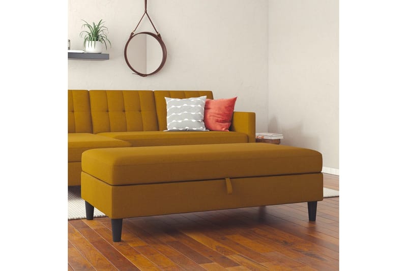 Fotpall/pall Hartford Gul, Linnetyg Utseende (100% Polyester - Gul, Linnetyg Utseende (100% Polyester - Möbler - Stolar & fåtöljer - Pall & puff - Fotpall