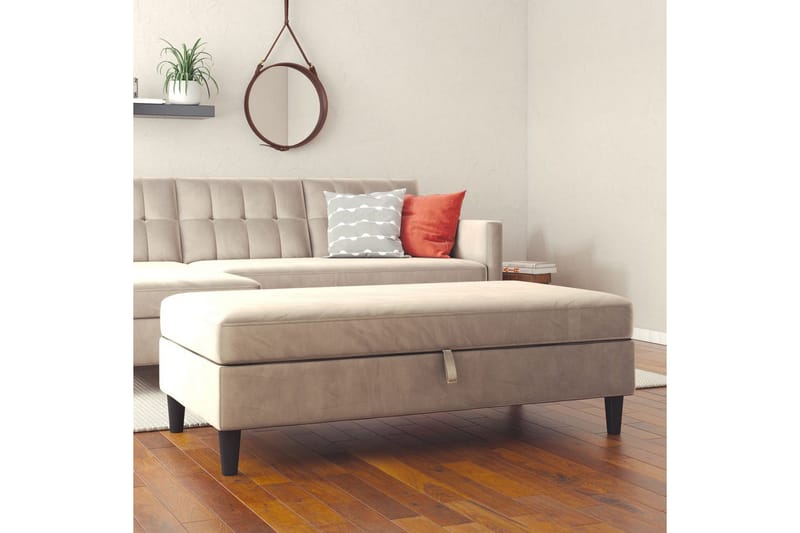 Fotpall/pall Hartford Taupe, Sammet - Taupe, Sammet - Möbler - Stolar & fåtöljer - Pall & puff - Fotpall