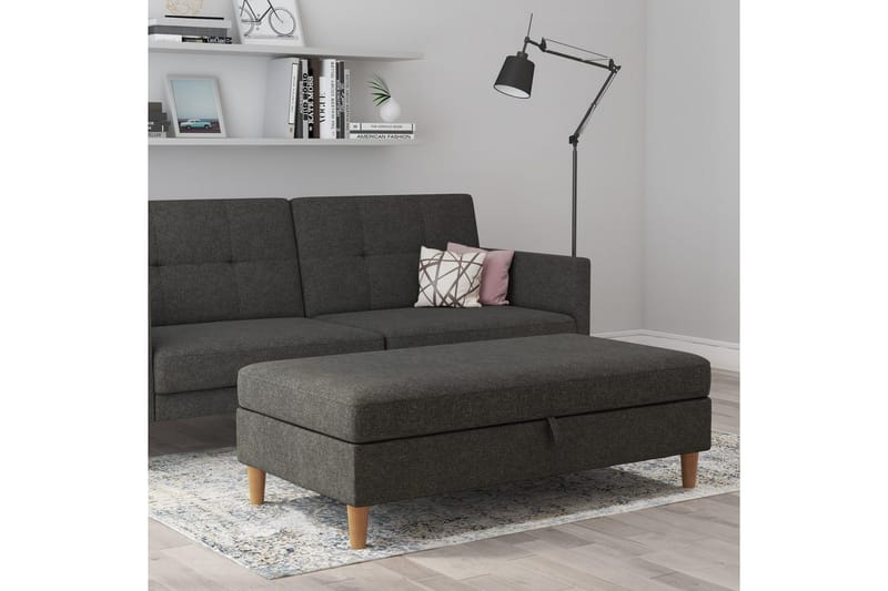 Fotpall/pall Lilly Antracit, Linne - Antracit, Linne - Möbler - Stolar & fåtöljer - Pall & puff - Fotpall