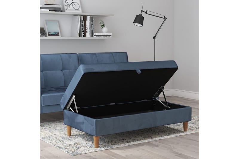 Fotpall/pall Lilly Blå, Sammet/Trä/Plast - Blå, Sammet/Trä/Plast - Möbler - Stolar & fåtöljer - Pall & puff - Fotpall