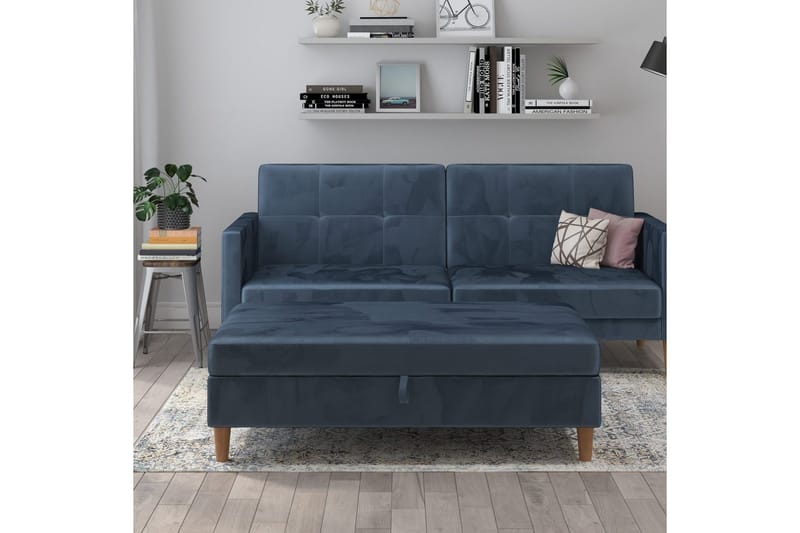 Fotpall/pall Lilly Blå, Sammet/Trä/Plast - Blå, Sammet/Trä/Plast - Möbler - Stolar & fåtöljer - Pall & puff - Fotpall