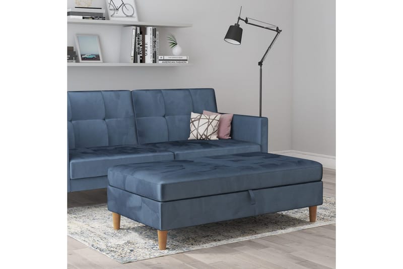 Fotpall/pall Lilly Blå, Sammet/Trä/Plast - Blå, Sammet/Trä/Plast - Möbler - Stolar & fåtöljer - Pall & puff - Fotpall