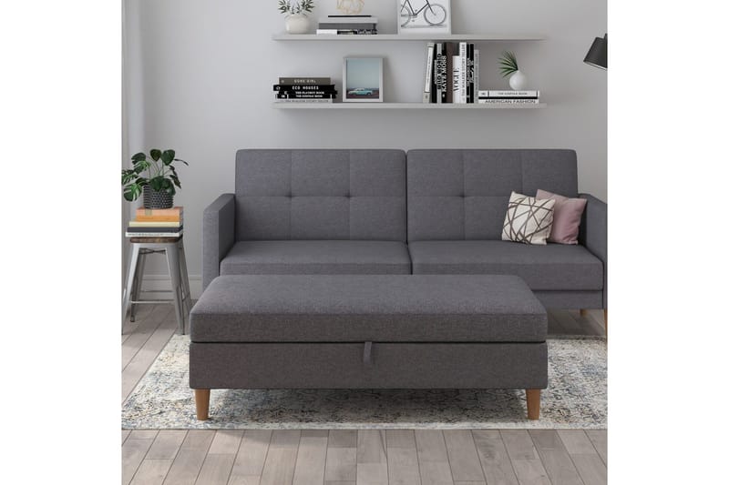 Fotpall/pall Lilly Ljusgrå, Linne - Ljusgrå, Linne - Möbler - Stolar & fåtöljer - Pall & puff - Fotpall