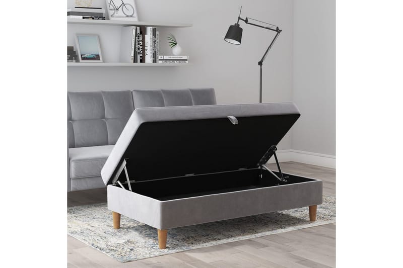 Fotpall/pall Lilly Ljusgrå, Sammet/Trä/Plast - Ljusgrå, Sammet/Trä/Plast - Möbler - Stolar & fåtöljer - Pall & puff - Fotpall