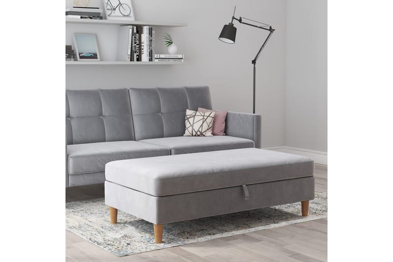 Fotpall/pall Lilly Ljusgrå, Sammet/Trä/Plast - Ljusgrå, Sammet/Trä/Plast - Möbler - Stolar & fåtöljer - Pall & puff - Fotpall