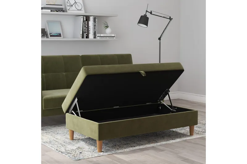 Fotpall/pall Lilly Olivgrön, Sammet/Trä/Plast - Olivgrön, Sammet/Trä/Plast - Möbler - Stolar & fåtöljer - Pall & puff - Fotpall