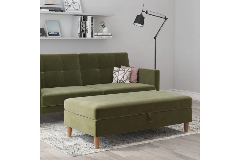 Fotpall/pall Lilly Olivgrön, Sammet/Trä/Plast - Olivgrön, Sammet/Trä/Plast - Möbler - Stolar & fåtöljer - Pall & puff - Fotpall