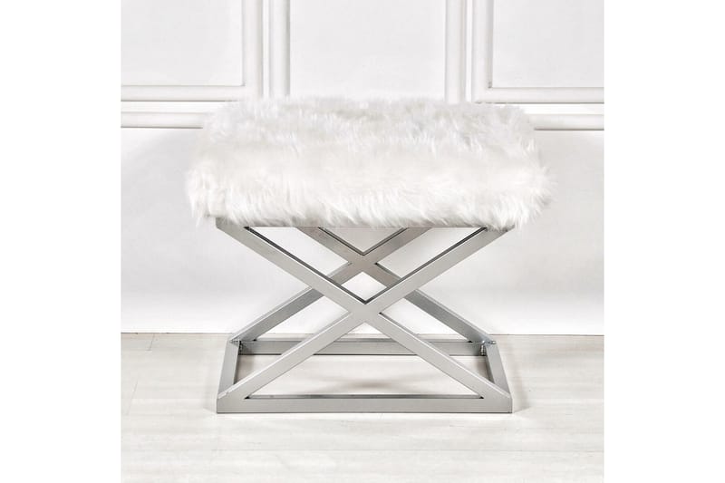 Gillie Sittpuff 40 cm - Silver/Vit - Möbler - Stolar & fåtöljer - Pall & puff - Sittpuff