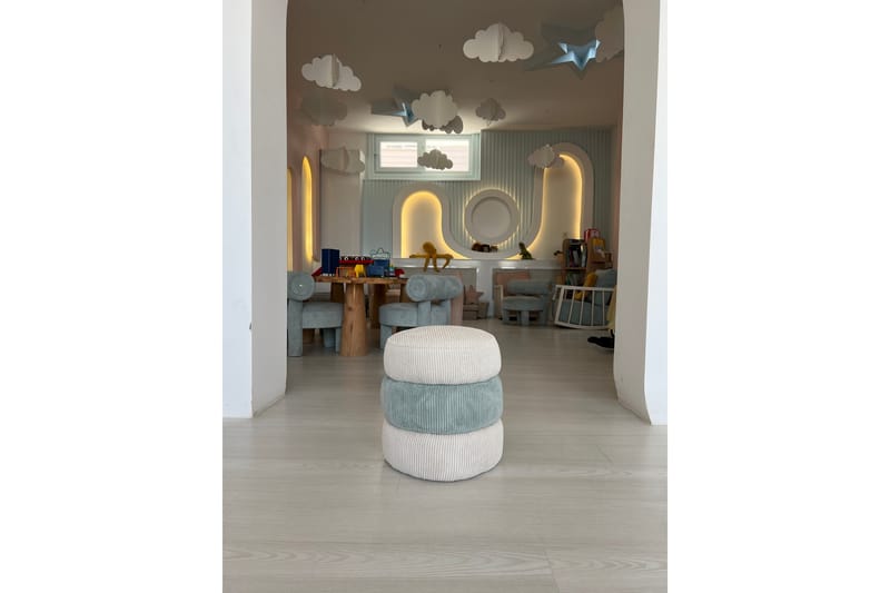 Gisele Sittpuff 36 cm, Blå/Vit