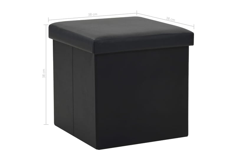 Hopfällbar förvaringspall svart konstläder - Svart - Möbler - Stolar & fåtöljer - Pall & puff