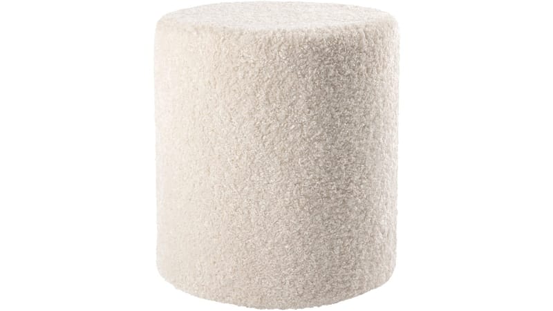 House Puff 40 cm Rund Teddy, Vit