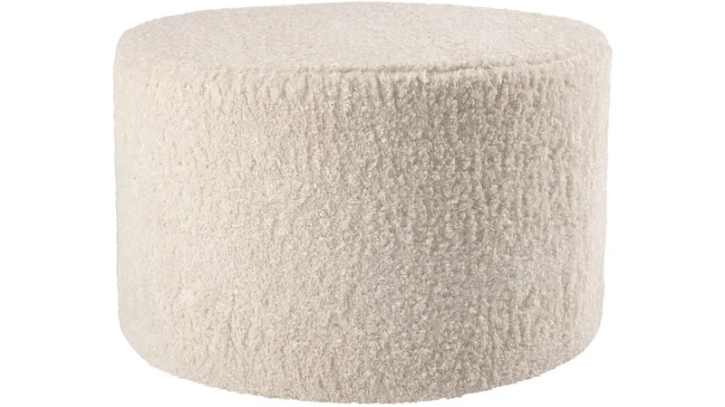 House Puff 55 cm Rund Teddy, Vit